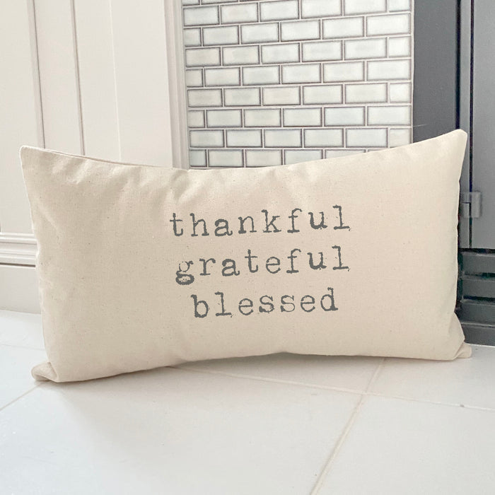Thankful Grateful Blessed - Thanksgiving Rectangular Canvas Pillow