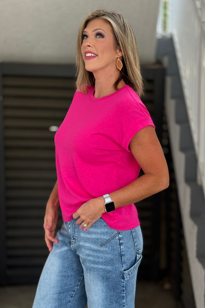 Bright pink cotton modal boutique top