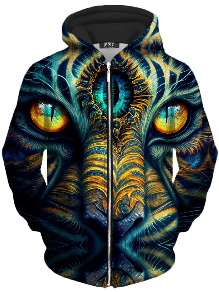 Tiger Eyes Psychedelic Unisex Zip-Up Hoodie iEDM Epic Hoodie