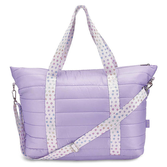 Top Trenz Inc Puffer Tote - Purple w/ Rainbow Heart Strap