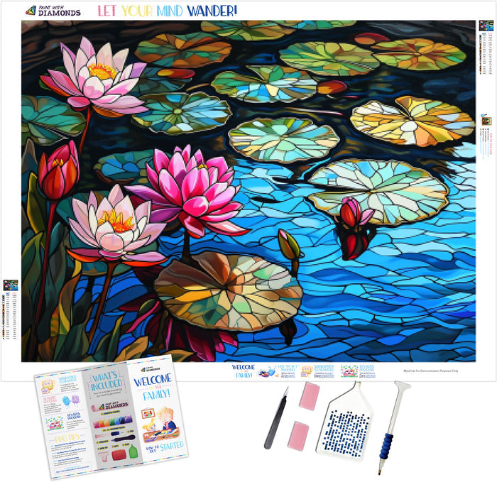 Tranquil Lotus Pond Stained Glass