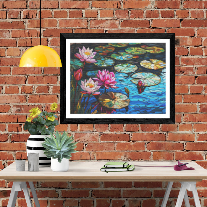 Tranquil Lotus Pond Stained Glass
