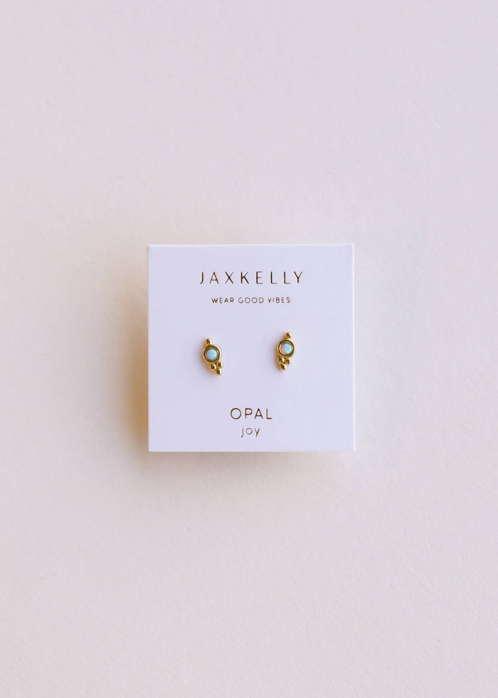 Tri Ball Studs - Fire Opal - Gold Earrings