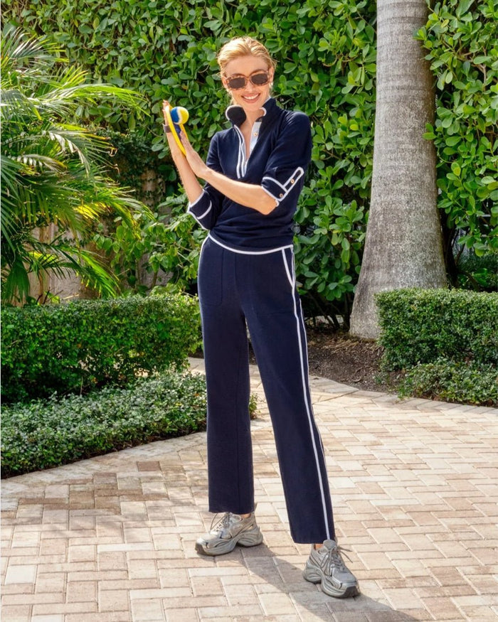 Gretchen Scott - Trim It Up Sweatpant - Navy White