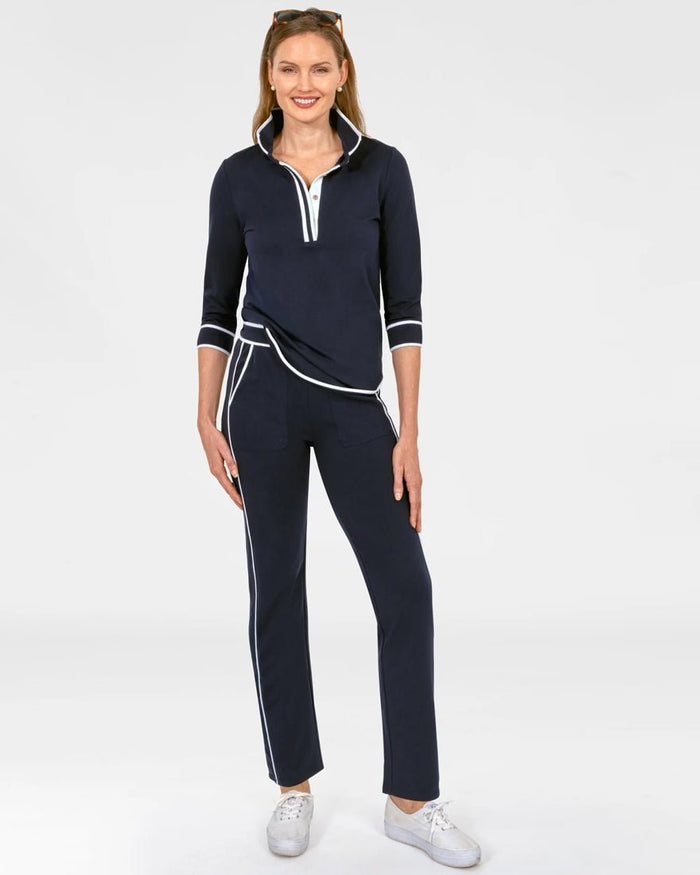 Gretchen Scott - Trim It Up Sweatpant - Navy White