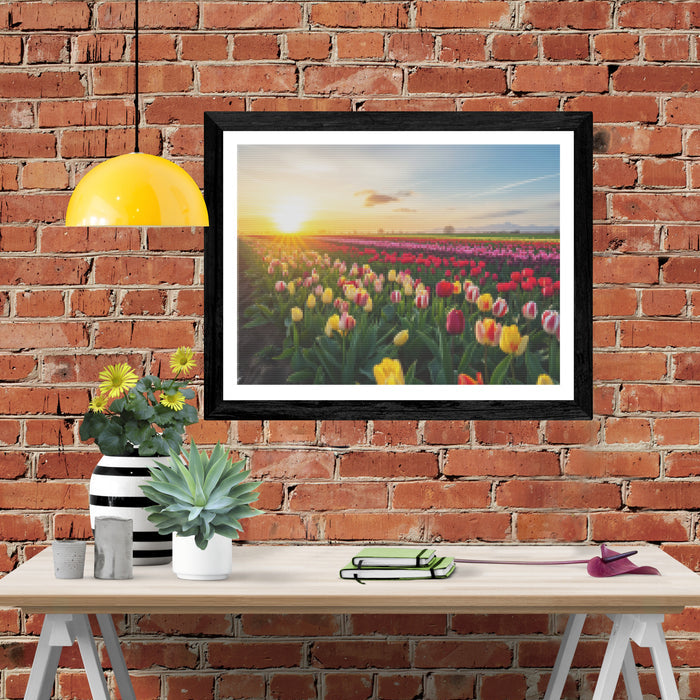 Tulip Fields at Sunrise Stained Glass