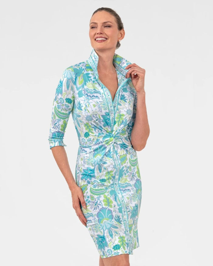 Gretchen Scott - Twist And Shout Dress - Ocean Turq Blooming Party