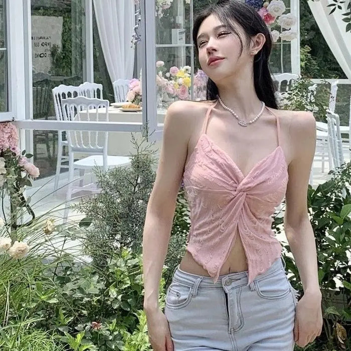 Twisted Halter Irregular Top fashionnsio