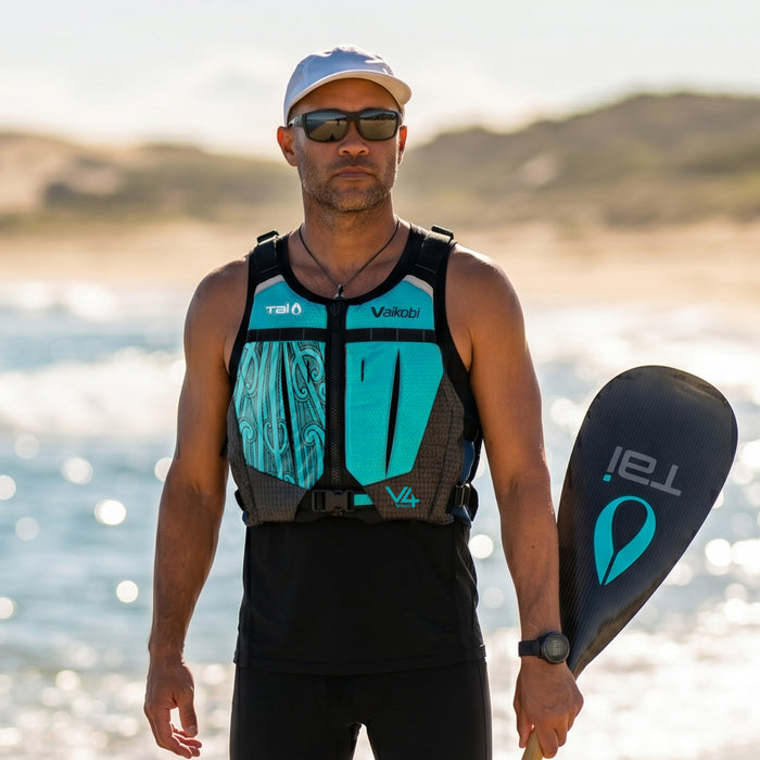 V4 PFD - Tai Paddles Pūhoro Design - Teal/Black