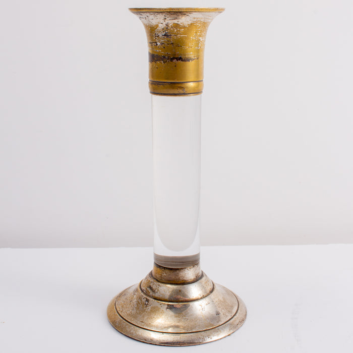 Vintage Acrylic & Silver Plate Candle Sticks found in France | Set of Three