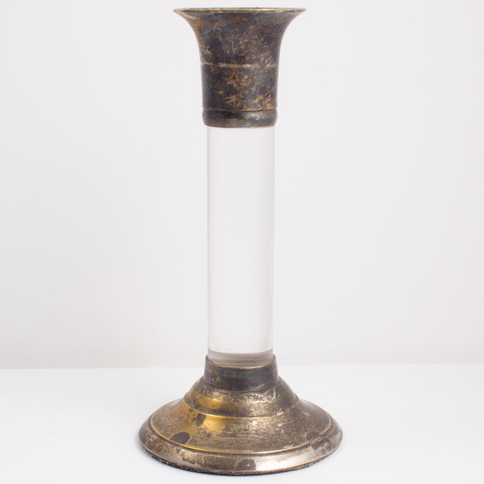 Vintage Acrylic & Silver Plate Candle Sticks found in France | Set of Three