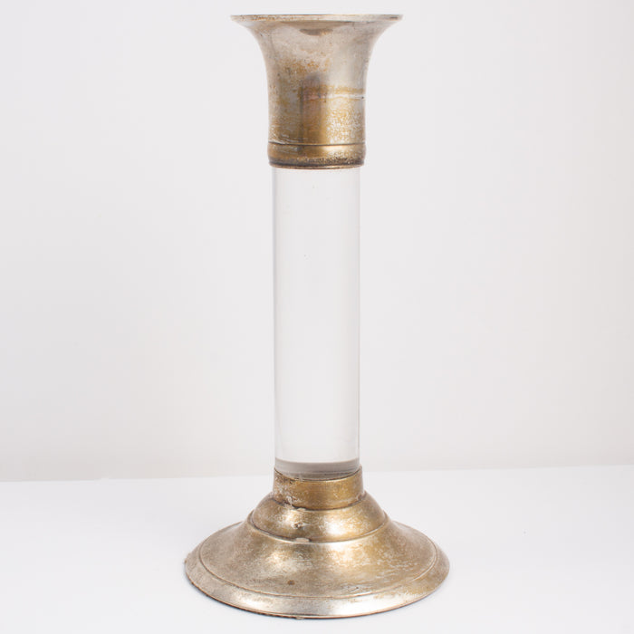 Vintage Acrylic & Silver Plate Candle Sticks found in France | Set of Three