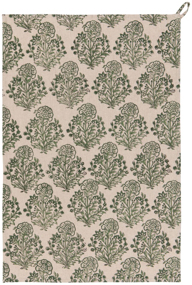 Viridian Block Print Dishtowel