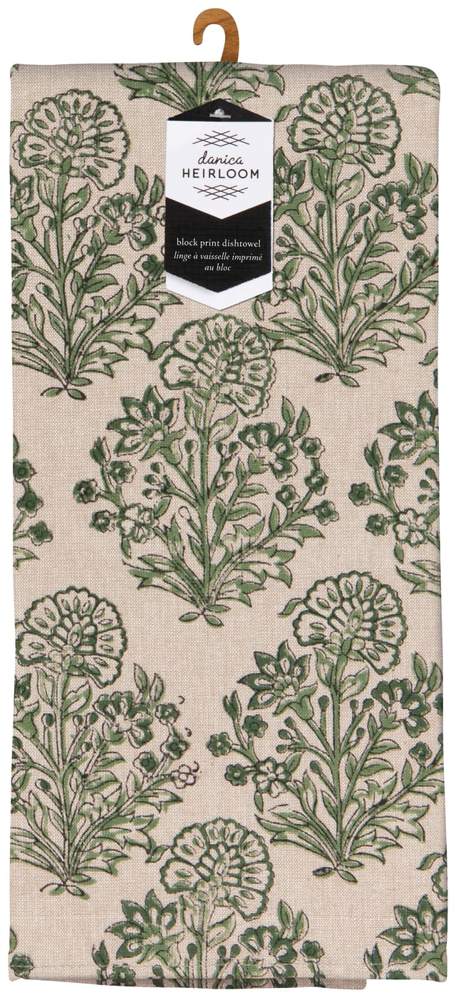 Viridian Block Print Dishtowel