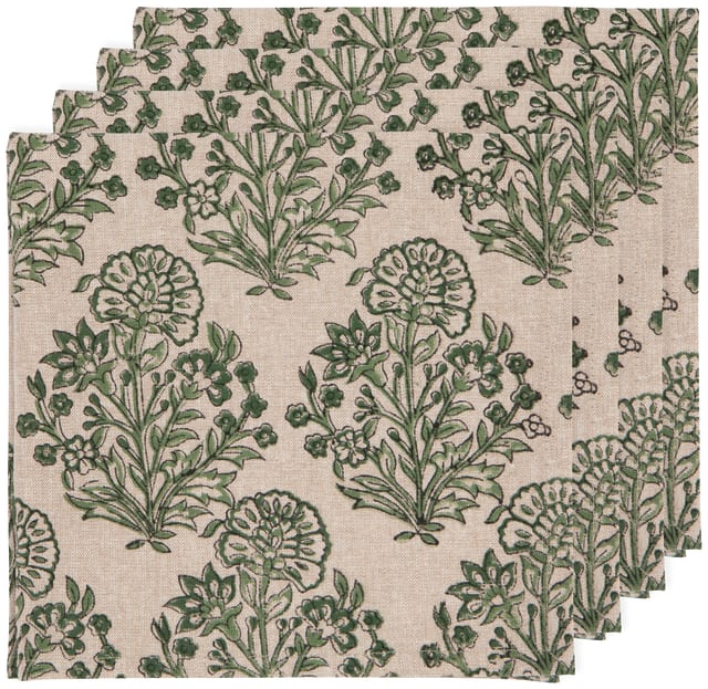 Viridian Block Print Napkins (Set of 4)