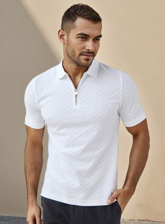 Mens Waffle Quarter Zip T-Shirt Front View Dubai