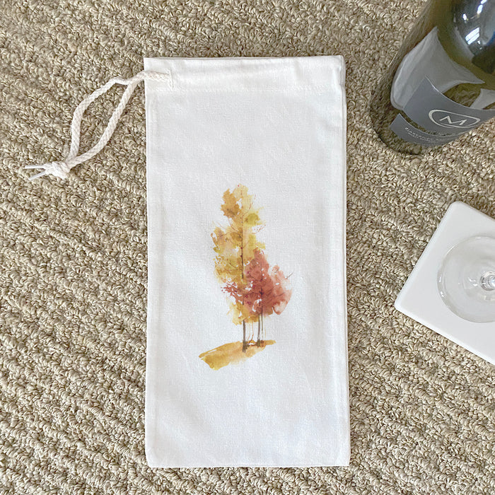 Watercolor Fall Trees (Group) - Canvas Wine Bag