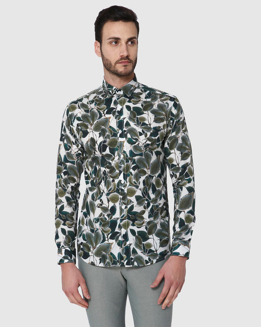 White All Over Print Full Sleeves Shirt