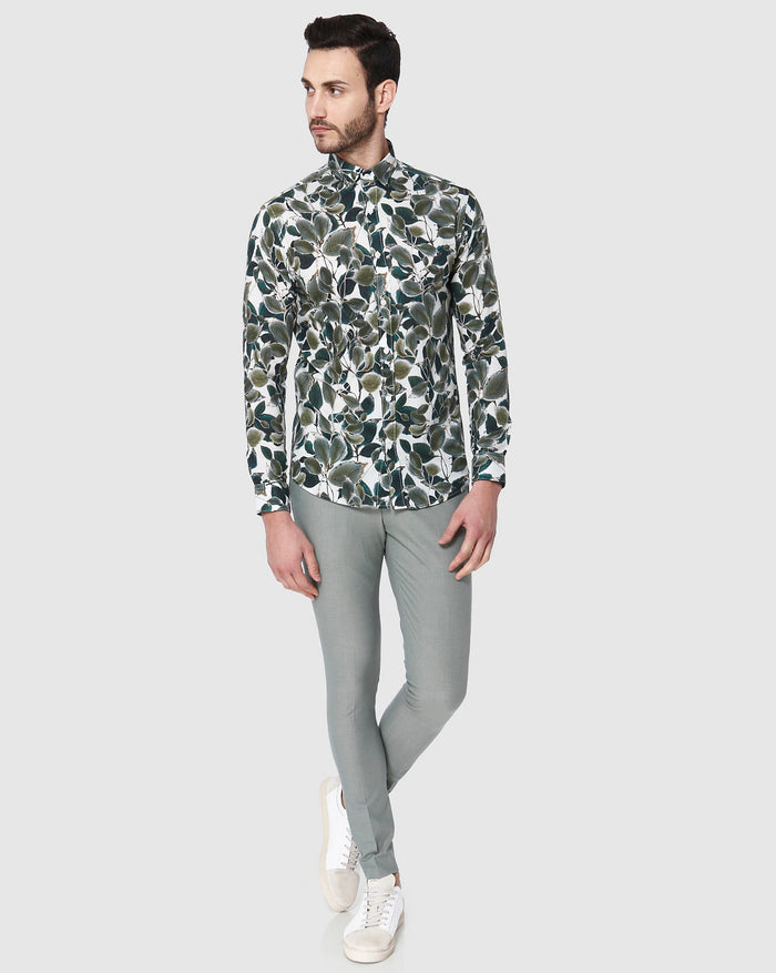 White All Over Print Full Sleeves Shirt