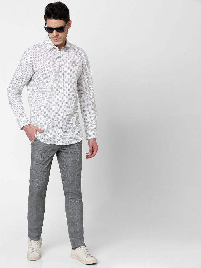 White All Over Print Full Sleeves Shirt