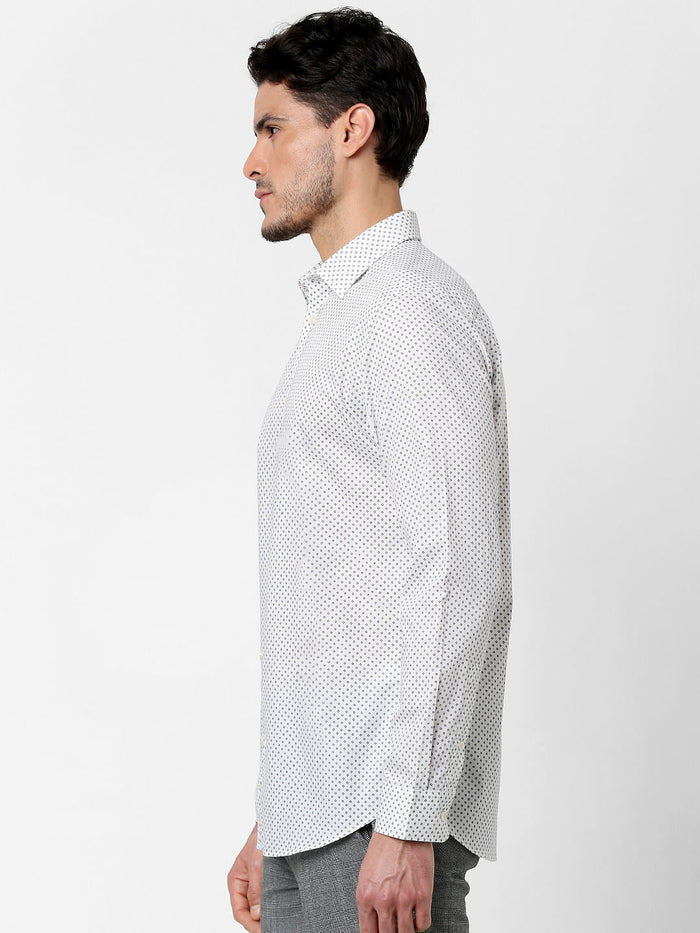 White All Over Print Full Sleeves Shirt