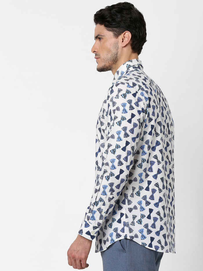 White All Over Print Full Sleeves Shirt