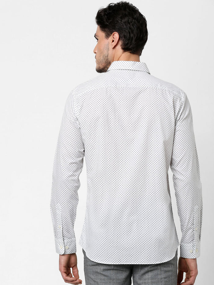 White All Over Print Full Sleeves Shirt