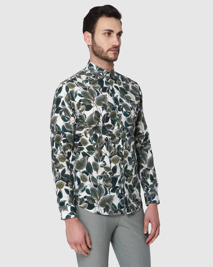 White All Over Print Full Sleeves Shirt