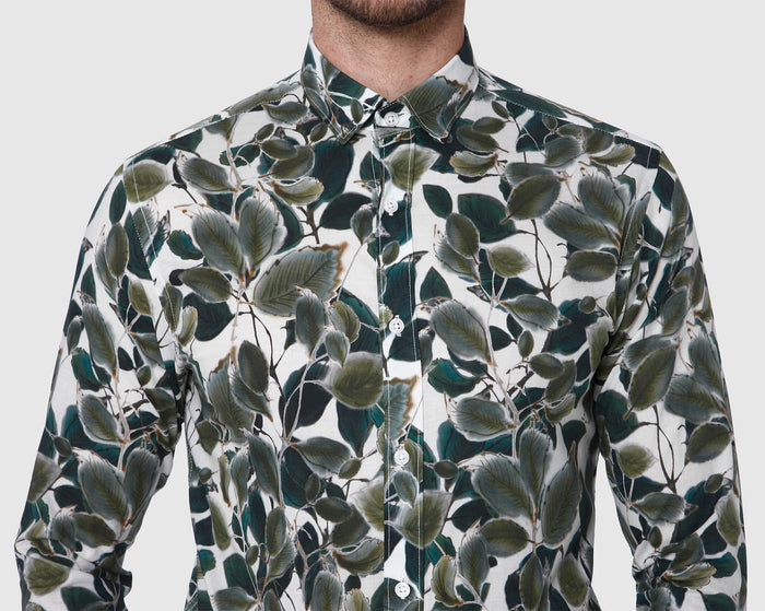 White All Over Print Full Sleeves Shirt