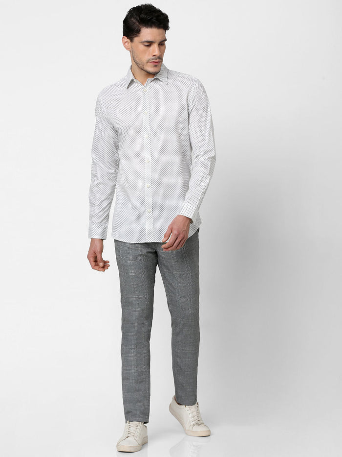White All Over Print Full Sleeves Shirt