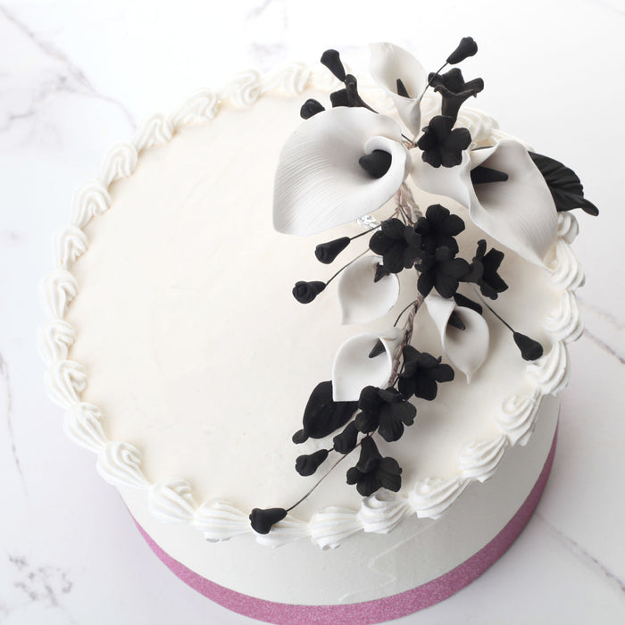 White & Black Calla Lily Spray - (Single)
