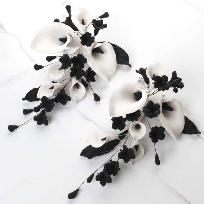 White & Black Calla Lily Spray - (Single)