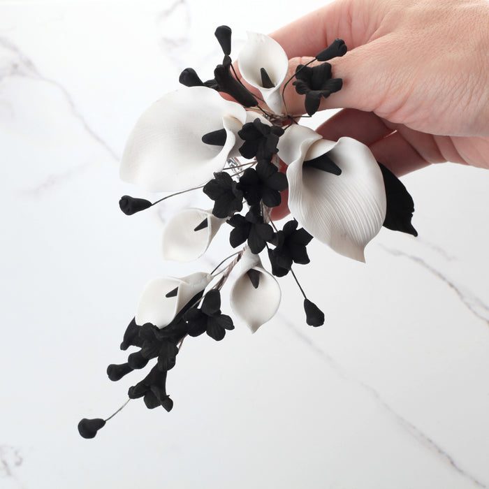White & Black Calla Lily Spray - (Single)