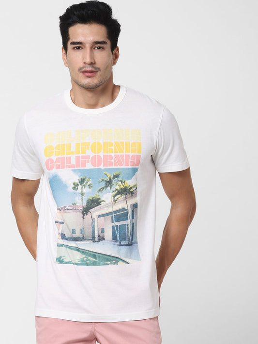 White Graphic Print Crew Neck T-Shirt