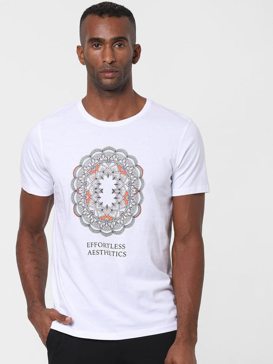 White Graphic Print Crew Neck T-Shirt