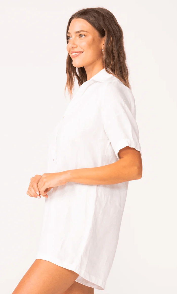 White Maggie Linen Romper - Amor Lafayette