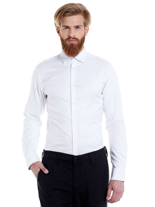 White Slim Fit Full Sleeves Shirt