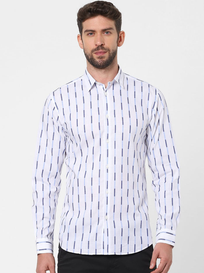 White Striped Full Sleeves Shirt