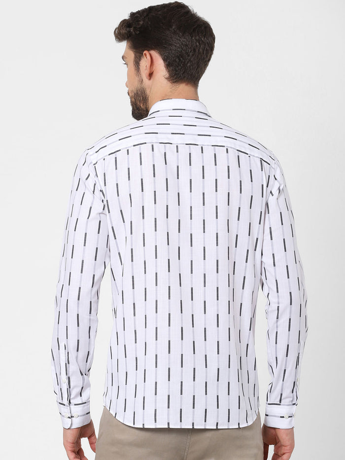 White Striped Full Sleeves Shirt