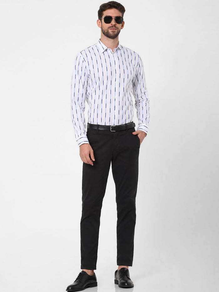 White Striped Full Sleeves Shirt