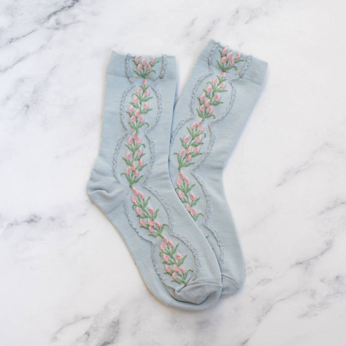 Women's Antique Tulip Flower Socks