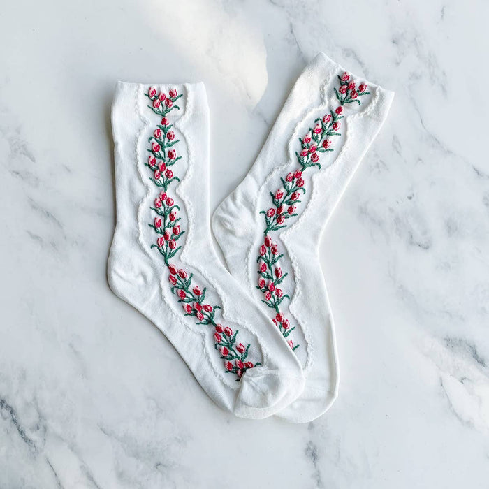 Women's Antique Tulip Flower Socks