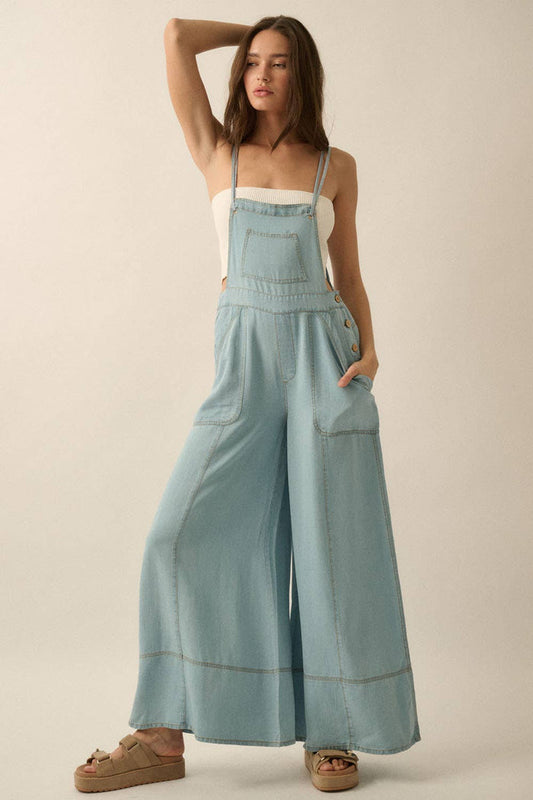 Women's Denim Wide-Leg Overall Jumpsuit