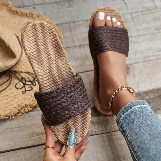 Women's Woven Straw Flat Sandals - Dubai Offers Today