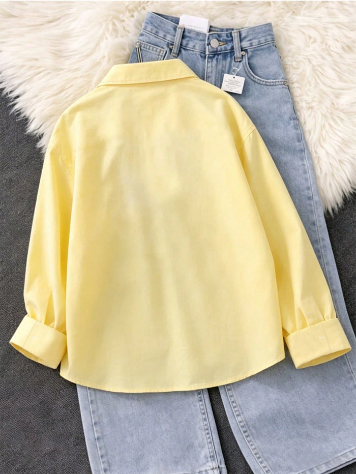 Women's Yellow Knight Horse Print Casual Blouse