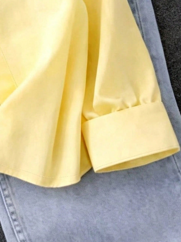 Women's Yellow Knight Horse Print Casual Blouse