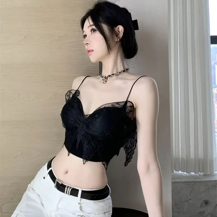Y2K Butterfly Lace Crop Top fashionnsio
