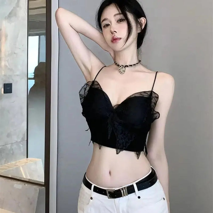 Y2K Butterfly Lace Crop Top fashionnsio
