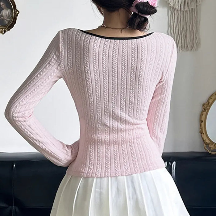 Y2K Knitted Bow Coquette Top fashionnsio