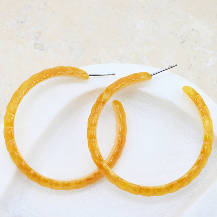 Yellow Resin Hoop Earrings